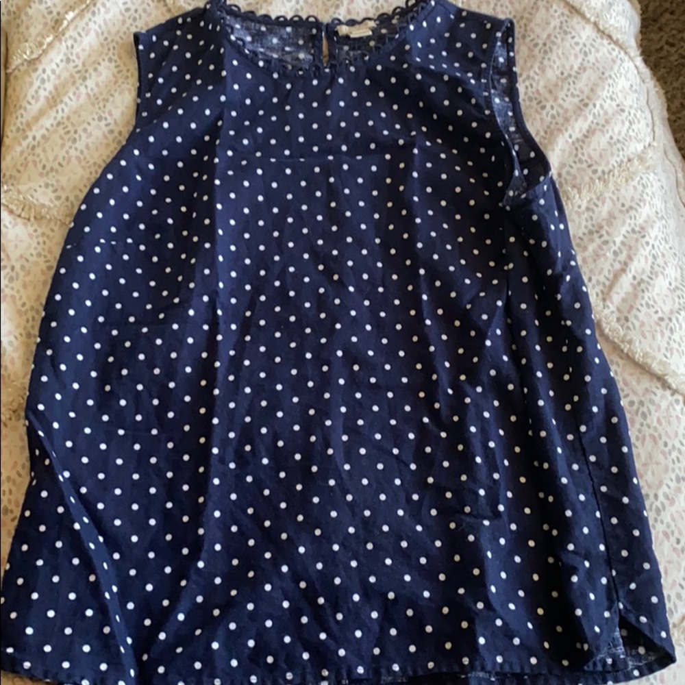 Polka dot linen tank